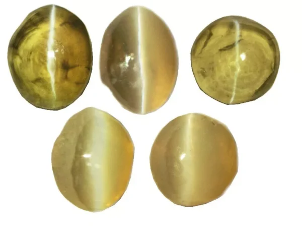 CHRYSOBERYL CATS EYE 5 Pcs 2.61 Cts ROUND NATURAL SRI LANKA LOOSE GEMSTONE 20540