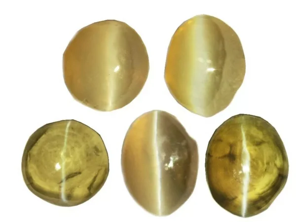 CHRYSOBERYL CATS EYE 5 Pcs 2.61 Cts ROUND NATURAL SRI LANKA LOOSE GEMSTONE 20540 - Image 2