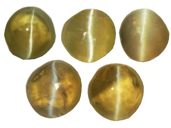 CHRYSOBERYL CATS EYE 5 Pcs 1.82 Cts OVAL NATURAL SRI LANKA LOOSE GEMSTONE 20541 - Image 2