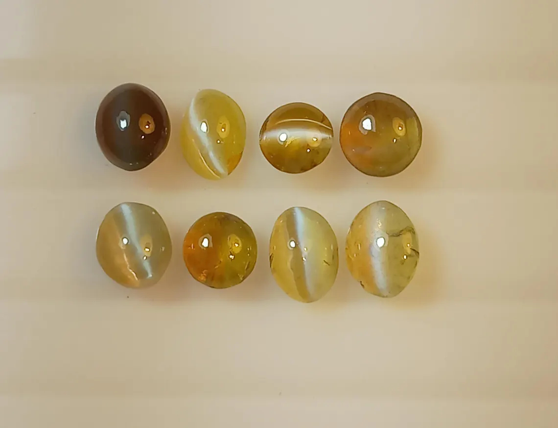 Chrysoberyl Cats Eye 8 Pcs Natural Gemstones – 6.09 Cts | Just 16 USD Per Carat Terrific Bargain!